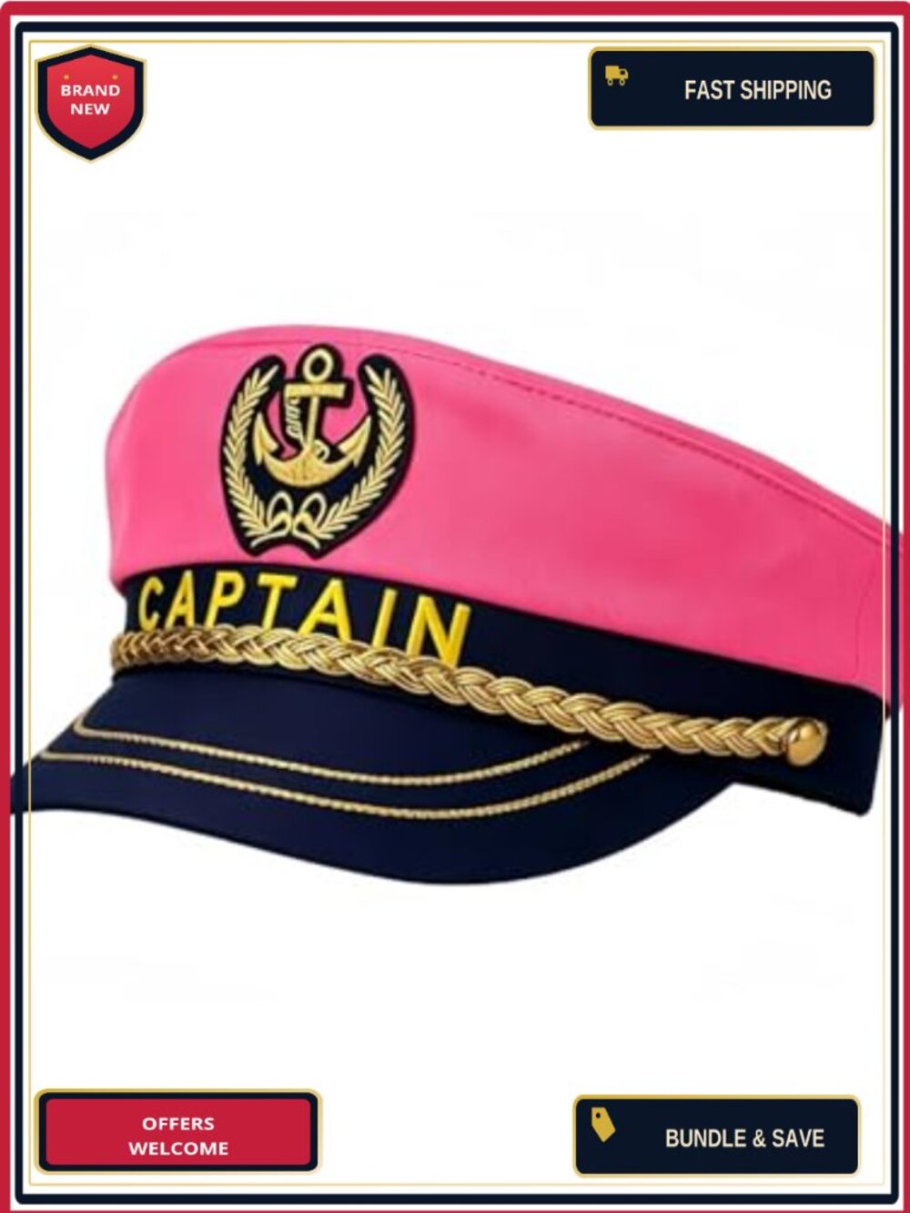 Nautical Yacht Captain Hat Adjustable Polyester Cotton Cosplay Costume
